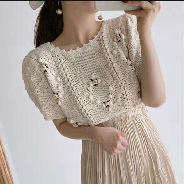 vintage hook flower women sweater short sleeve cotton knit o-neck sweater pullover 2020 new1, White;black
vintage hook flower women sweater short sleeve cotton knit o-neck sweater pullover 2020 new1, White;black