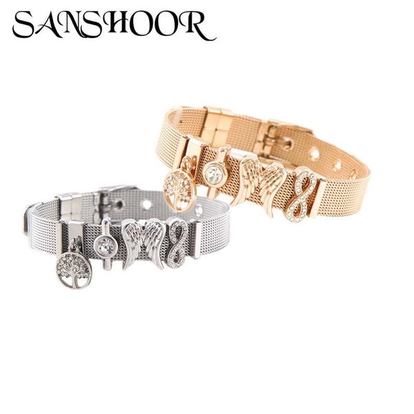 charm bracelets sanshoor jewelry tree of life feather slide charms fit stainless steel mesh bracelet sets for women as mother's day gif, Golden;silver
charm bracelets sanshoor jewelry tree of life feather slide charms fit stainless steel mesh bracelet sets for women as mother's day gif, Golden;silver