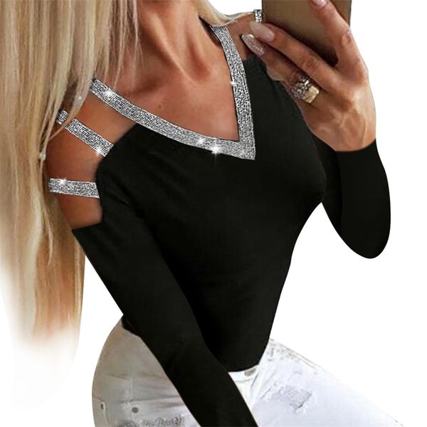 women blouse and autumn hollow out off shoulder v-neck drilling shirts for ladies fashion long sleeve female blusas d35 201201, White
women blouse and autumn hollow out off shoulder v-neck drilling shirts for ladies fashion long sleeve female blusas d35 201201, White