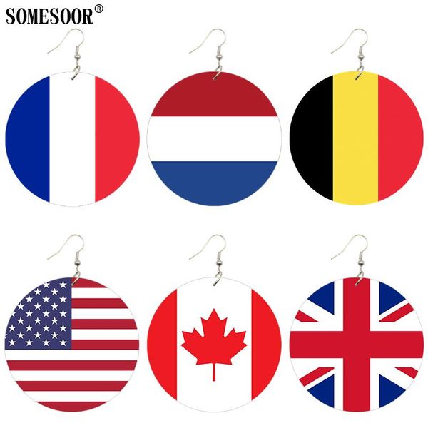 somesoor fashion world national flag customize wooden both sides printing pendant earrings for women gifts, Silver
somesoor fashion world national flag customize wooden both sides printing pendant earrings for women gifts, Silver