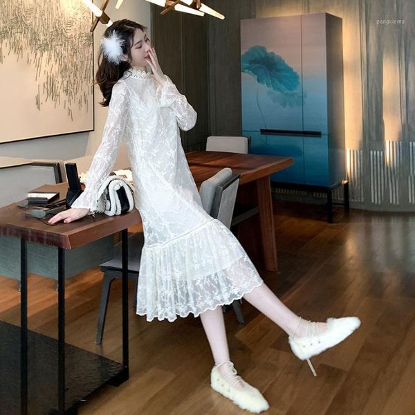 2020 autumn and winter women lace long dress elegant vestidos office wear lady korean a line dress wild inside ruffles b091, Black;gray
2020 autumn and winter women lace long dress elegant vestidos office wear lady korean a line dress wild inside ruffles b091, Black;gray