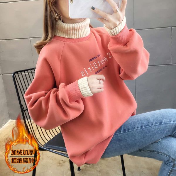 high collar and plush sweater women's clothing 2020 new korean loose autumn winter fashion orange coat, Black
high collar and plush sweater women's clothing 2020 new korean loose autumn winter fashion orange coat, Black