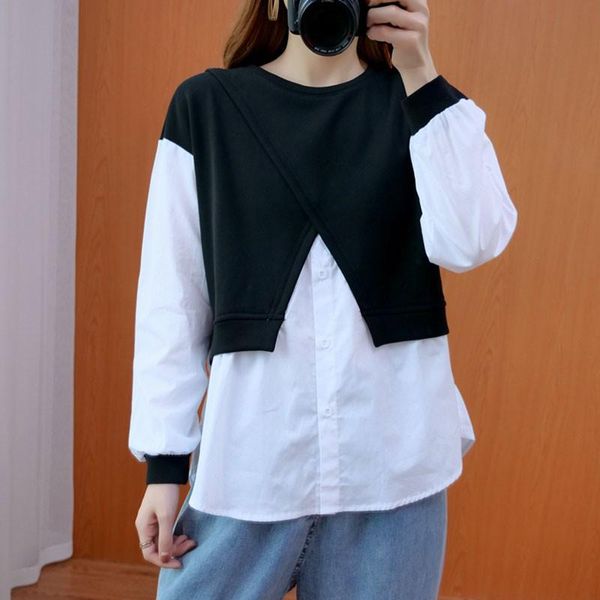 women's blouses & shirts oversized women casual arrival 2021 autumn simple style patchwork color loose female long sleeve s2413, White
women's blouses & shirts oversized women casual arrival 2021 autumn simple style patchwork color loose female long sleeve s2413, White