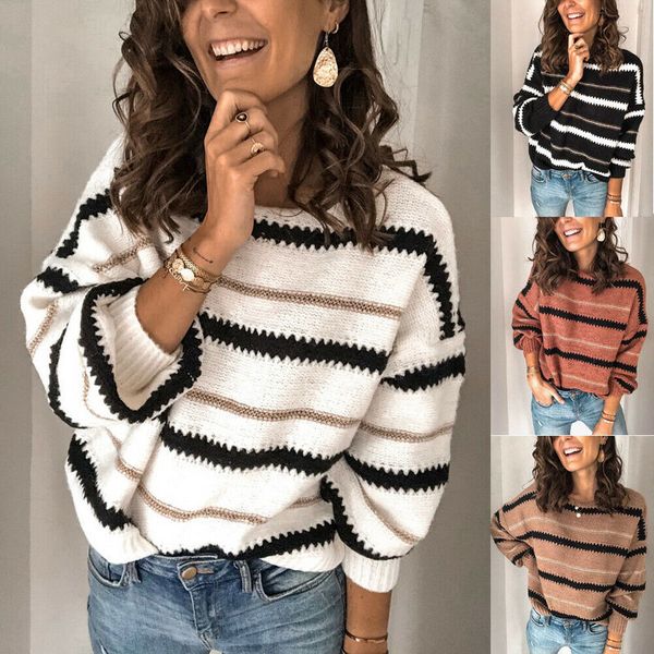 fashion women striped sweater autumn winter o neck long sleeve loose knit pullover patchwork pull jersey kg-380, White;black
fashion women striped sweater autumn winter o neck long sleeve loose knit pullover patchwork pull jersey kg-380, White;black