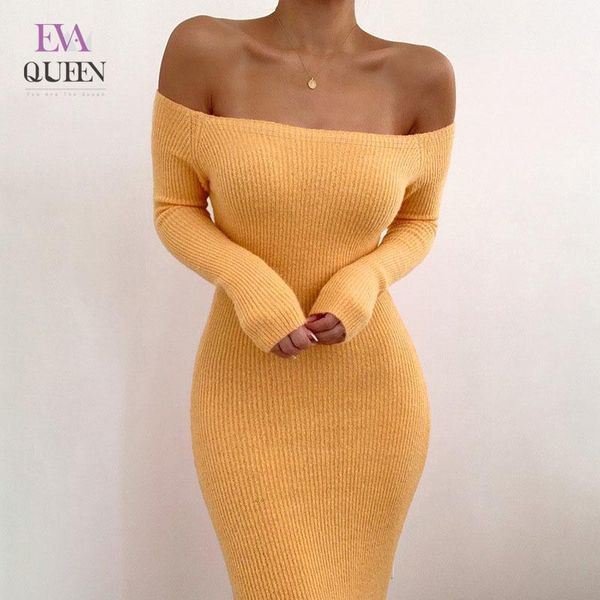 evaqueen knitted sweater off shoulder dress women elastic long petal sleeve bodycon summer dresses elegant party dress 20201, Black;gray 
evaqueen knitted sweater off shoulder dress women elastic long petal sleeve bodycon summer dresses elegant party dress 20201, Black;gray