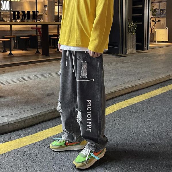 men's jeans 2021 korean ripped beggar loose plus size straight denim trousers letter print hip hop streetwear couple casual pants men, Blue
men's jeans 2021 korean ripped beggar loose plus size straight denim trousers letter print hip hop streetwear couple casual pants men, Blue