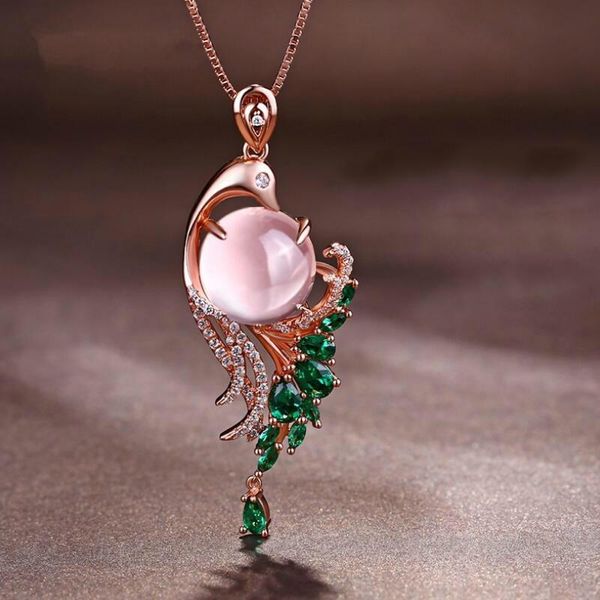 new arrival pink crystal phoenix rose gold pendant necklace for women sweater box chain fashion wedding party jewelry gifts, Silver
new arrival pink crystal phoenix rose gold pendant necklace for women sweater box chain fashion wedding party jewelry gifts, Silver