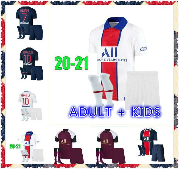 men kits 20 21 di maria verratti soccer jersey 2020 2021 mbappe icardi shirt jmen kids sets uniform men kids football jersey, Black;yellow
