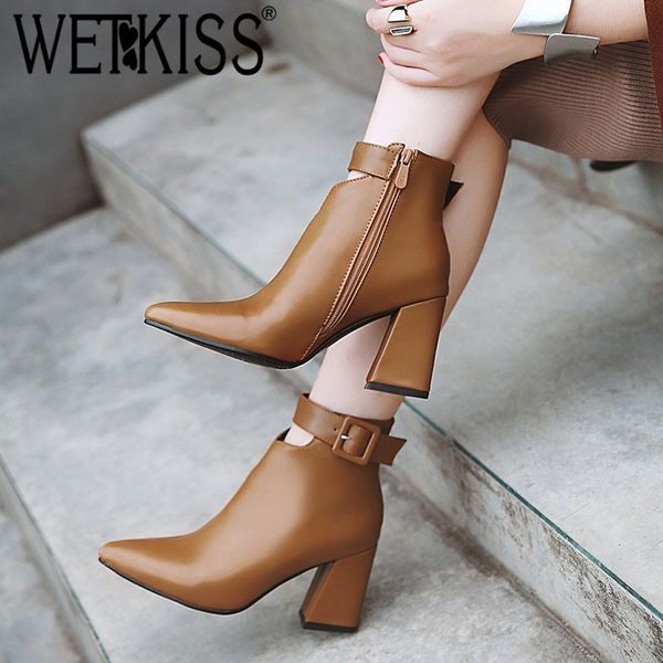 wetkiss ankle strap high heels women boots pointed toe footwear zip female booties pu shoes woman winter 2020 plus size 34-46 t200104, Black
wetkiss ankle strap high heels women boots pointed toe footwear zip female booties pu shoes woman winter 2020 plus size 34-46 t200104, Black
