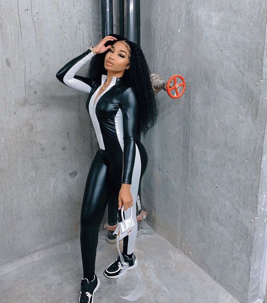 l8153 european and american women's fashion casual long-sleeved pu bright leather jumpsuit, Black;white
l8153 european and american women's fashion casual long-sleeved pu bright leather jumpsuit, Black;white