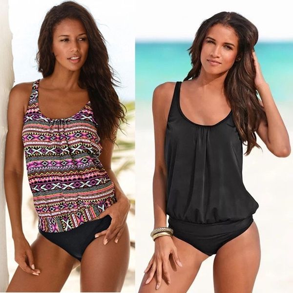 two piece tankini set large plus size swimwear retro women swim sport swimsuit bather beach wear split bathing suit bikini y200319, White;black
two piece tankini set large plus size swimwear retro women swim sport swimsuit bather beach wear split bathing suit bikini y200319, White;black