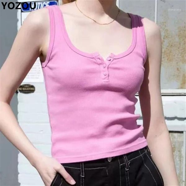 women solid sweet summer casual vintage 90s retro button up ribbed pink crop cropped tank tee in 5 colors for famale1, White
women solid sweet summer casual vintage 90s retro button up ribbed pink crop cropped tank tee in 5 colors for famale1, White