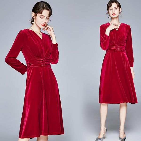 casual dresses retro red velvet dress v-neck elegant long sleeve solid vintage birthday for women 2021 fashion clothing, Black;gray
casual dresses retro red velvet dress v-neck elegant long sleeve solid vintage birthday for women 2021 fashion clothing, Black;gray