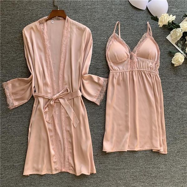 2020 spring and summer women ew silk slip nightdress nightgown two-piece belt satin soft touch bathrobe1, Black;red
2020 spring and summer women ew silk slip nightdress nightgown two-piece belt satin soft touch bathrobe1, Black;red