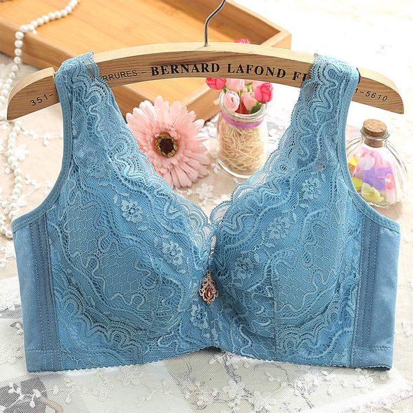 deep v gathered lace vest type women's underwear adjustable bra large chest thin cup back skin, White
deep v gathered lace vest type women's underwear adjustable bra large chest thin cup back skin, White