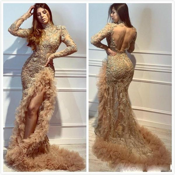 high-split luxury beads evening dresses 2021 appliqued mermaid champagne long sleeves prom dress plus size formal party guest wears, Black
high-split luxury beads evening dresses 2021 appliqued mermaid champagne long sleeves prom dress plus size formal party guest wears, Black