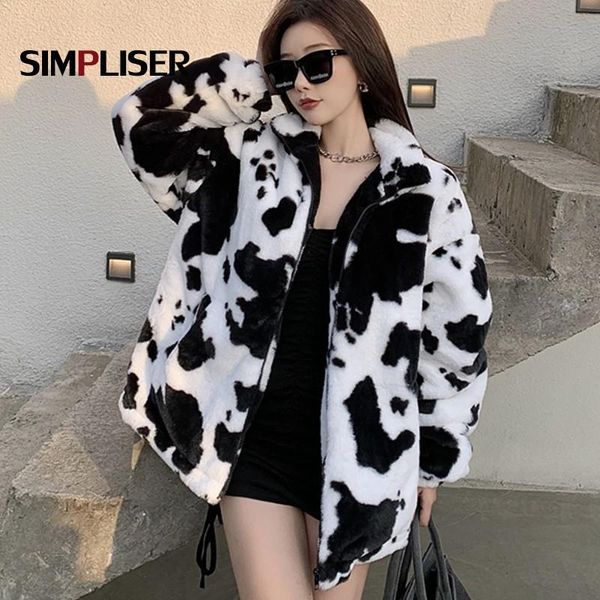 women's fur & faux streetwear cow printing oversized jackets harajuku fake long sleeve zipper outerwears thickren warm fluffy coats fem, Black
women's fur & faux streetwear cow printing oversized jackets harajuku fake long sleeve zipper outerwears thickren warm fluffy coats fem, Black