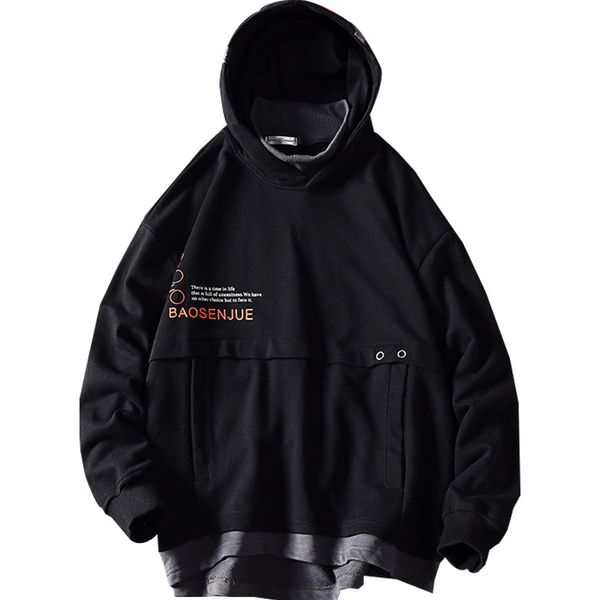 mens sweatershirt hoodies spring autumn ins tide hip hop loose autumn new jacket korean version trend clothes, Black 
mens sweatershirt hoodies spring autumn ins tide hip hop loose autumn new jacket korean version trend clothes, Black