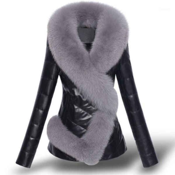 2020 new leather jacket thick down padded jacket female imitation fur collar short slim fur stitching winter trend1, Black
2020 new leather jacket thick down padded jacket female imitation fur collar short slim fur stitching winter trend1, Black