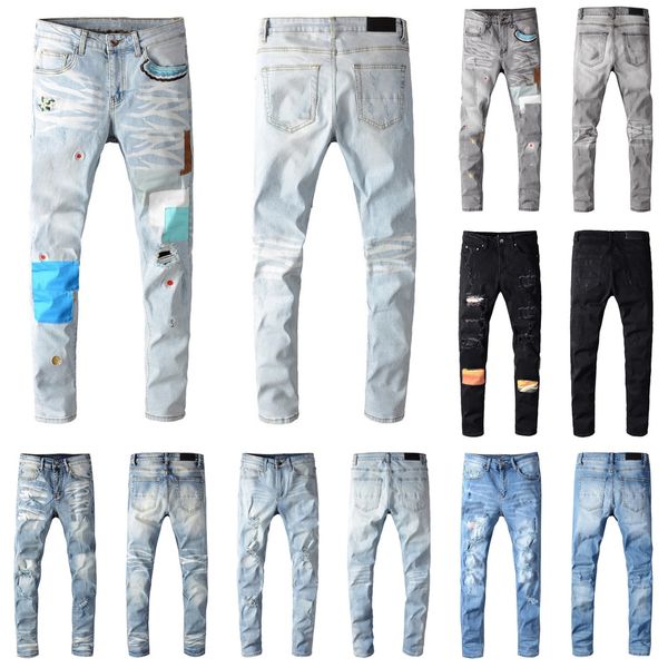 italy mens jeans rips straight denim fashion slim fit washed motocycle denim pants panelled hip printing animal techwear jeans 8 style, Blue
italy mens jeans rips straight denim fashion slim fit washed motocycle denim pants panelled hip printing animal techwear jeans 8 style, Blue