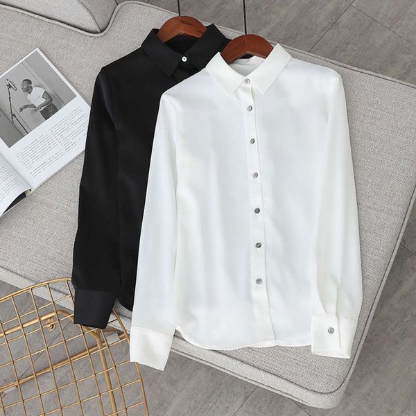 spring women's profsional satin ol contrast button dign long sleeve white shirt temperament chic top
spring women's profsional satin ol contrast button dign long sleeve white shirt temperament chic top