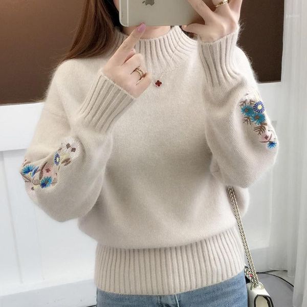 women thick solid sweater 2020 winter knitted pullovers printing lantern sleeve turtleneck korean style pull jumpers feminina1, White;black
women thick solid sweater 2020 winter knitted pullovers printing lantern sleeve turtleneck korean style pull jumpers feminina1, White;black