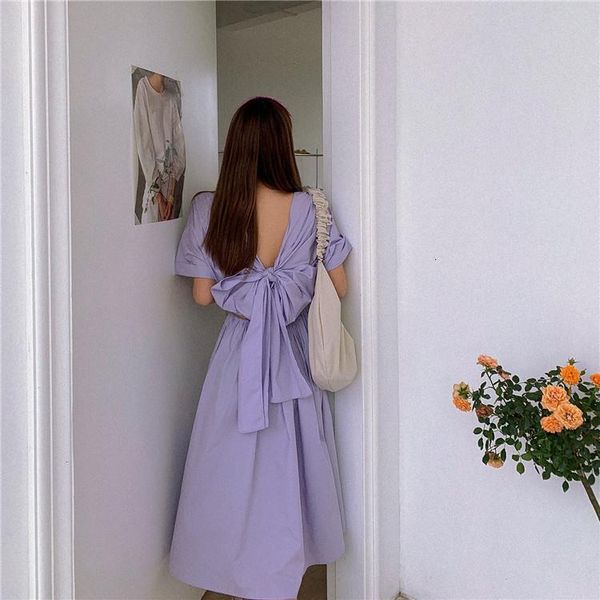 women summer dress short sleeve korean fashion back bow tie up chic midi dress two wearing style swing ladies elegant, Black;gray
women summer dress short sleeve korean fashion back bow tie up chic midi dress two wearing style swing ladies elegant, Black;gray