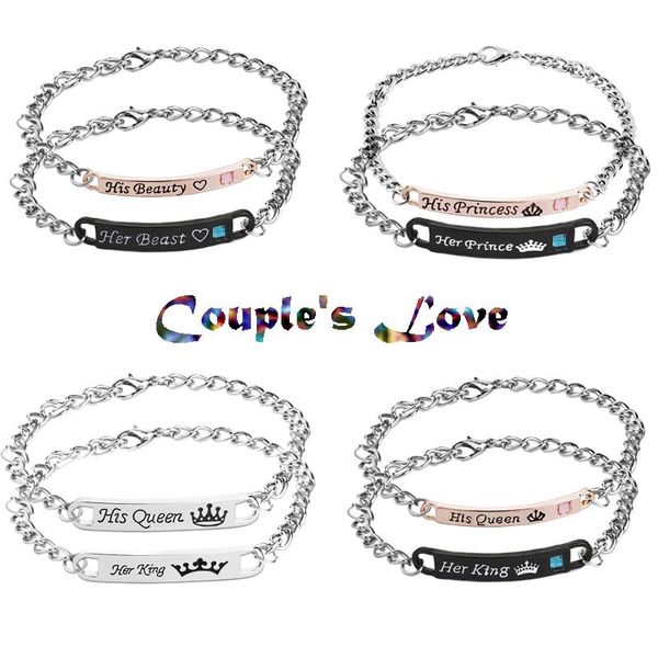 link, chain mingqi set bracelets his queen her king beauty beast prince princess crown couple pair bangle jewelry lover gift, Black
link, chain mingqi set bracelets his queen her king beauty beast prince princess crown couple pair bangle jewelry lover gift, Black