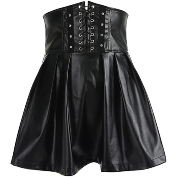 rapwriter fashion adjustable high waist lace up pu pleated skirt women 2020 goth back zipper leather mini skirt saias falda q1209, Black
rapwriter fashion adjustable high waist lace up pu pleated skirt women 2020 goth back zipper leather mini skirt saias falda q1209, Black