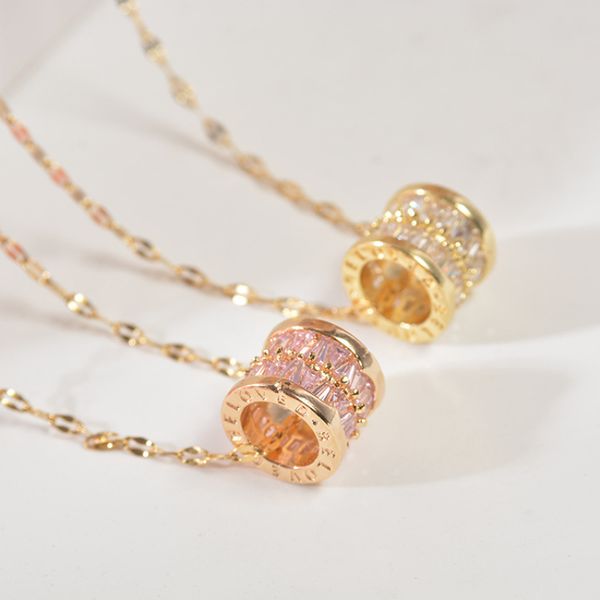 real gold plated stainless steel double row zirconia pendant necklace for women gift, Silver
real gold plated stainless steel double row zirconia pendant necklace for women gift, Silver