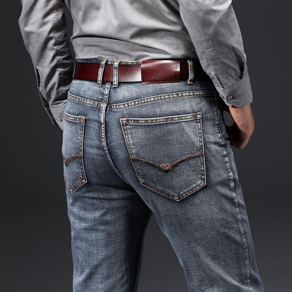 men's jeans autumn winter cotton business casual stretch denim pants loose straight male brand clothing, Blue
men's jeans autumn winter cotton business casual stretch denim pants loose straight male brand clothing, Blue