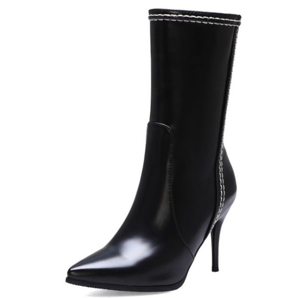 2020 и зимняя белая свадьба высокие каблуки на женскую середину трубки большие 34-47 размер сапоги zrh9, Black 
2020 и зимняя белая свадьба высокие каблуки на женскую середину трубки большие 34-47 размер сапоги zrh9, Black