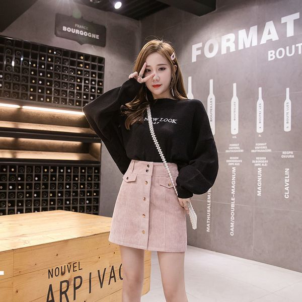 spring 2021 new lady female school denim button the high-waist velvet line with short skirt y415 r5fc, Black
spring 2021 new lady female school denim button the high-waist velvet line with short skirt y415 r5fc, Black