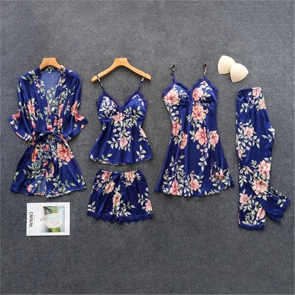 daeyard women's pajamas silk floral overall print 5pcs pajama set satin pyjamas lingerie lace pijama sleepwear home clothes y200425, Black;red
daeyard women's pajamas silk floral overall print 5pcs pajama set satin pyjamas lingerie lace pijama sleepwear home clothes y200425, Black;red