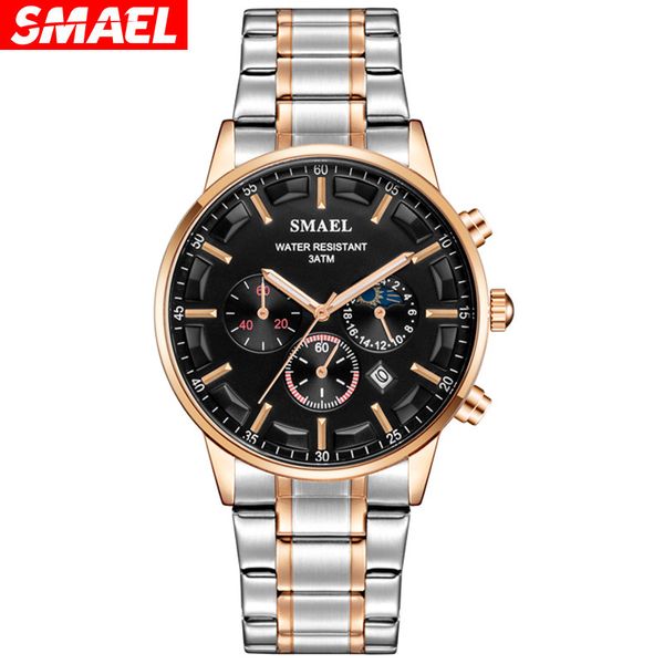 smael smer business men's watch multifunctional three eye day and night display waterproof luminous quartz watch, Slivery;brown
smael smer business men's watch multifunctional three eye day and night display waterproof luminous quartz watch, Slivery;brown