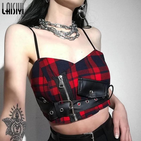 laisiyi sexy relds tain top women gothic red teside streetwear sashes read zipper punk girl летние повседневная chic crop tops camis, White
laisiyi sexy relds tain top women gothic red teside streetwear sashes read zipper punk girl летние повседневная chic crop tops camis, White