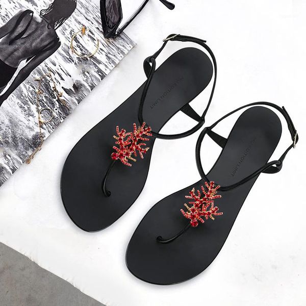 sandals summer woman beach diamonds red coral flat sandal rhinestones t strap flip-flop ins1, Black
sandals summer woman beach diamonds red coral flat sandal rhinestones t strap flip-flop ins1, Black