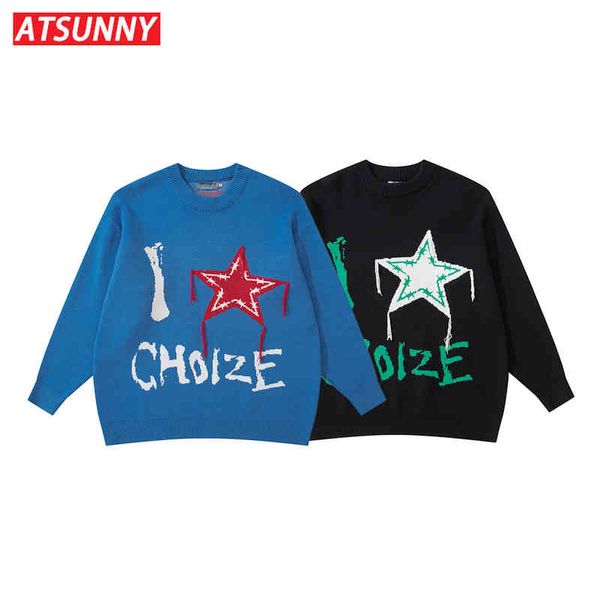 atsunny five-pointed star knitted sweater men casual couple fashion sweaters autumn and winter clothes american pullover, Black;white
atsunny five-pointed star knitted sweater men casual couple fashion sweaters autumn and winter clothes american pullover, Black;white