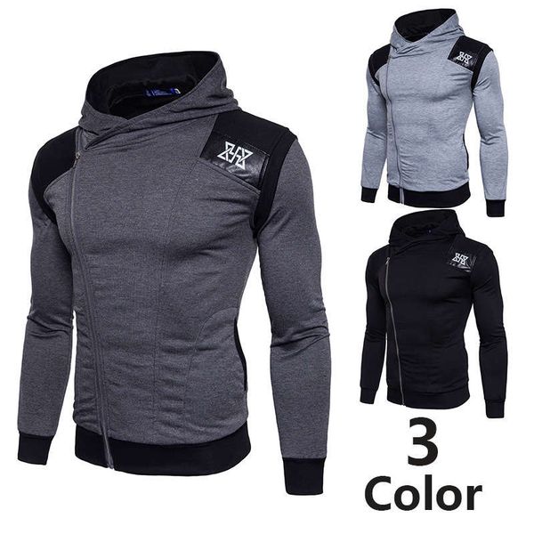 spring and autumn new large diagonal pull hooded sports casual men's sweater wy1526, Gray
spring and autumn new large diagonal pull hooded sports casual men's sweater wy1526, Gray