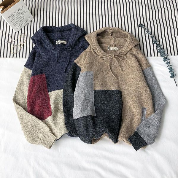 winter hooded sweater men's warm fashion contrast color casual knit sweater man streetwear wild loose pullover male clothes1, White;black
winter hooded sweater men's warm fashion contrast color casual knit sweater man streetwear wild loose pullover male clothes1, White;black