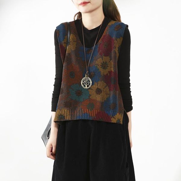 women's vests knitted vest 2021 autumn female outerwear sleeveless retro print loose pullover casual fashion women coat, Black;white
women's vests knitted vest 2021 autumn female outerwear sleeveless retro print loose pullover casual fashion women coat, Black;white