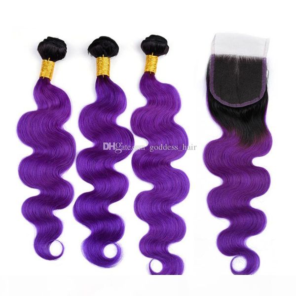 two color body wave hair 3bundles with lace closure 1b purple lace closure with brazilian virgin hair extensions 4pcs lot, Black
two color body wave hair 3bundles with lace closure 1b purple lace closure with brazilian virgin hair extensions 4pcs lot, Black