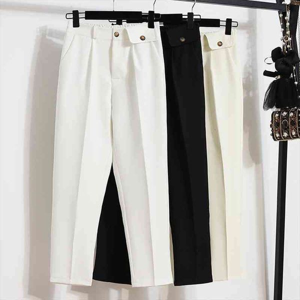 women chic fashion office wear straight pants vintage high waist zipper fly ladies trousers plus size korean fashion mujer, Black;white
women chic fashion office wear straight pants vintage high waist zipper fly ladies trousers plus size korean fashion mujer, Black;white