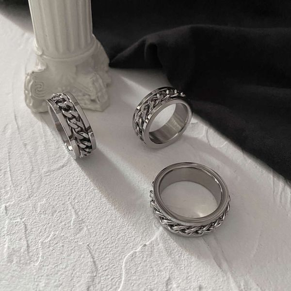 ins fashion brand men's personality rotation chain couple index finger tail ring titanium steel jewelry, Silver
ins fashion brand men's personality rotation chain couple index finger tail ring titanium steel jewelry, Silver