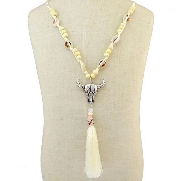 ethnic white rope woven bull head pendant fringe necklace bohemian beaded shell charms necklaces collier femme for women tribal1, Silver
ethnic white rope woven bull head pendant fringe necklace bohemian beaded shell charms necklaces collier femme for women tribal1, Silver