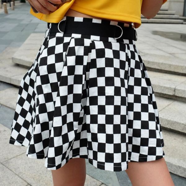 women plaid pleated high waist belt short mini casual korean harajuku dancing club outwear a-line skirt q1209, Black
women plaid pleated high waist belt short mini casual korean harajuku dancing club outwear a-line skirt q1209, Black