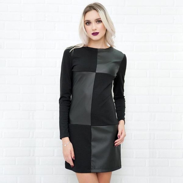 women cool streetwear black mini dress ladies long sleeve pu patchwork o-neck party dress fashion female club wear jyj87201, Black;gray
women cool streetwear black mini dress ladies long sleeve pu patchwork o-neck party dress fashion female club wear jyj87201, Black;gray