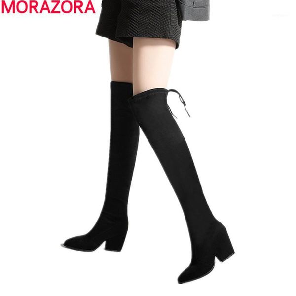 morazora 2020 fashion stretch faux suede thigh high boots women thick high heels lace up over the knee boots ladies winter shoes1, Black
morazora 2020 fashion stretch faux suede thigh high boots women thick high heels lace up over the knee boots ladies winter shoes1, Black