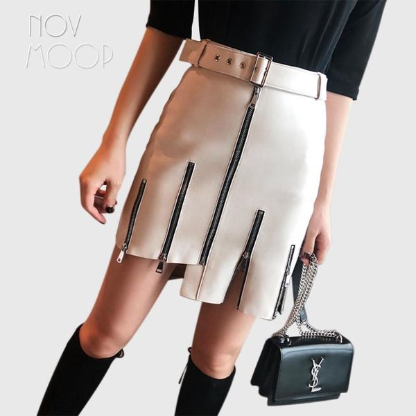novmoop club fashion style black white lambskin genuine leather skirt with sash zipper decor jupe femme gonna di pelle lt2802
novmoop club fashion style black white lambskin genuine leather skirt with sash zipper decor jupe femme gonna di pelle lt2802