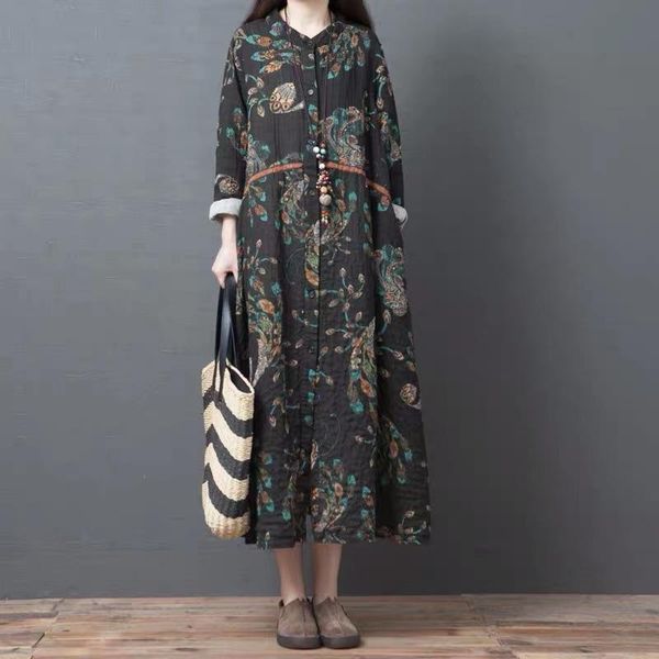johnature 2020 spring new retro floral print o-neck pockets long sleeve plus size dress loose comfortable women patchwork dress, Black;gray
johnature 2020 spring new retro floral print o-neck pockets long sleeve plus size dress loose comfortable women patchwork dress, Black;gray